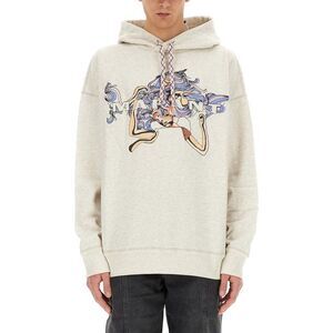 ISABEL MARANT Man Graphic Print Cotton Hoodie Men GREY Sweaters & Cardigans